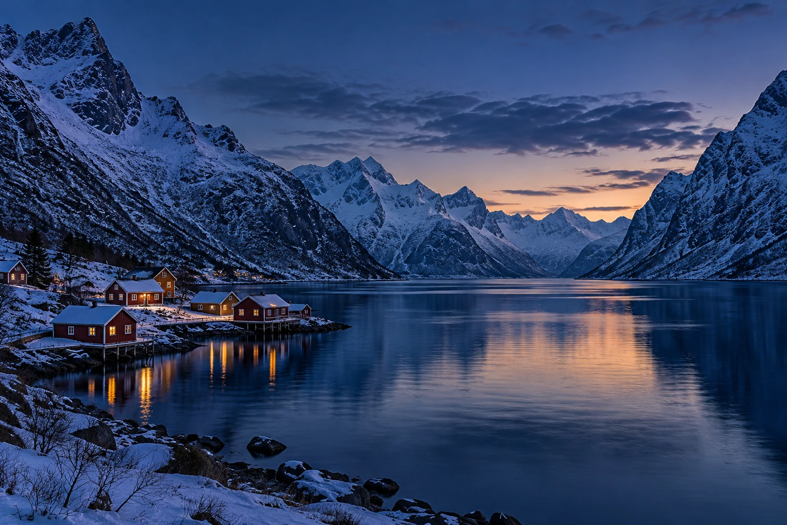 Norwegian fjord — AI landscape illustration