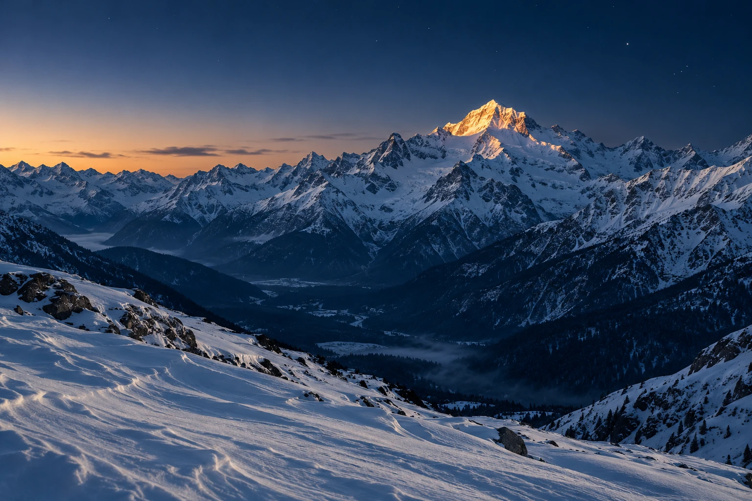 Snow mountains — AI landscape illustration